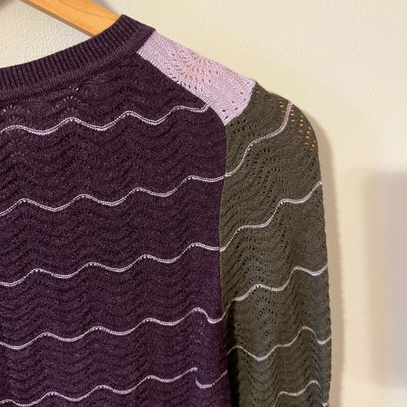 Etcetera Zig Zag Cashmere Blend Sweater Purple Green Small Mixed Media - Picture 8 of 8
